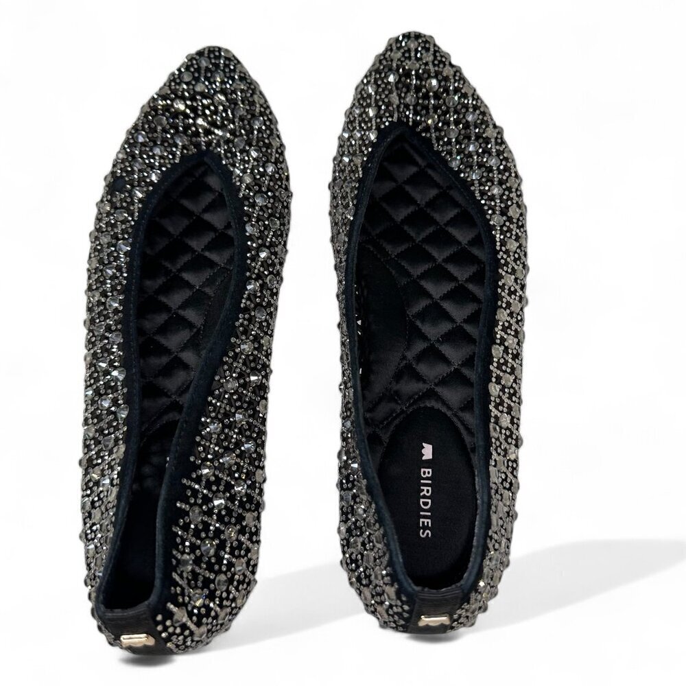 Birdies Women's Goldfinch Pointed Toe Suede Ballet Flat in Pewter Crystal 8.5 - Picture 6 of 16